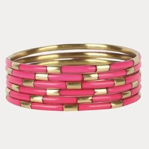 BUDHAGIRL VEDA Pink and Gold Bangle Set